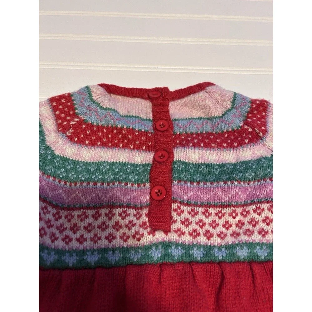 JoJo Maman Bébé Red Fair Isle Knit Dress 18-24M Cashmere Angora Blend Festive